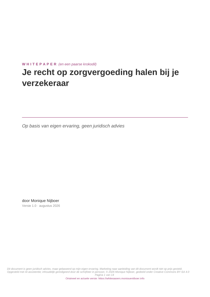 Titelpagina van de whitepaper: Je recht op zorgvergoeding halen bij je verzekeraar.